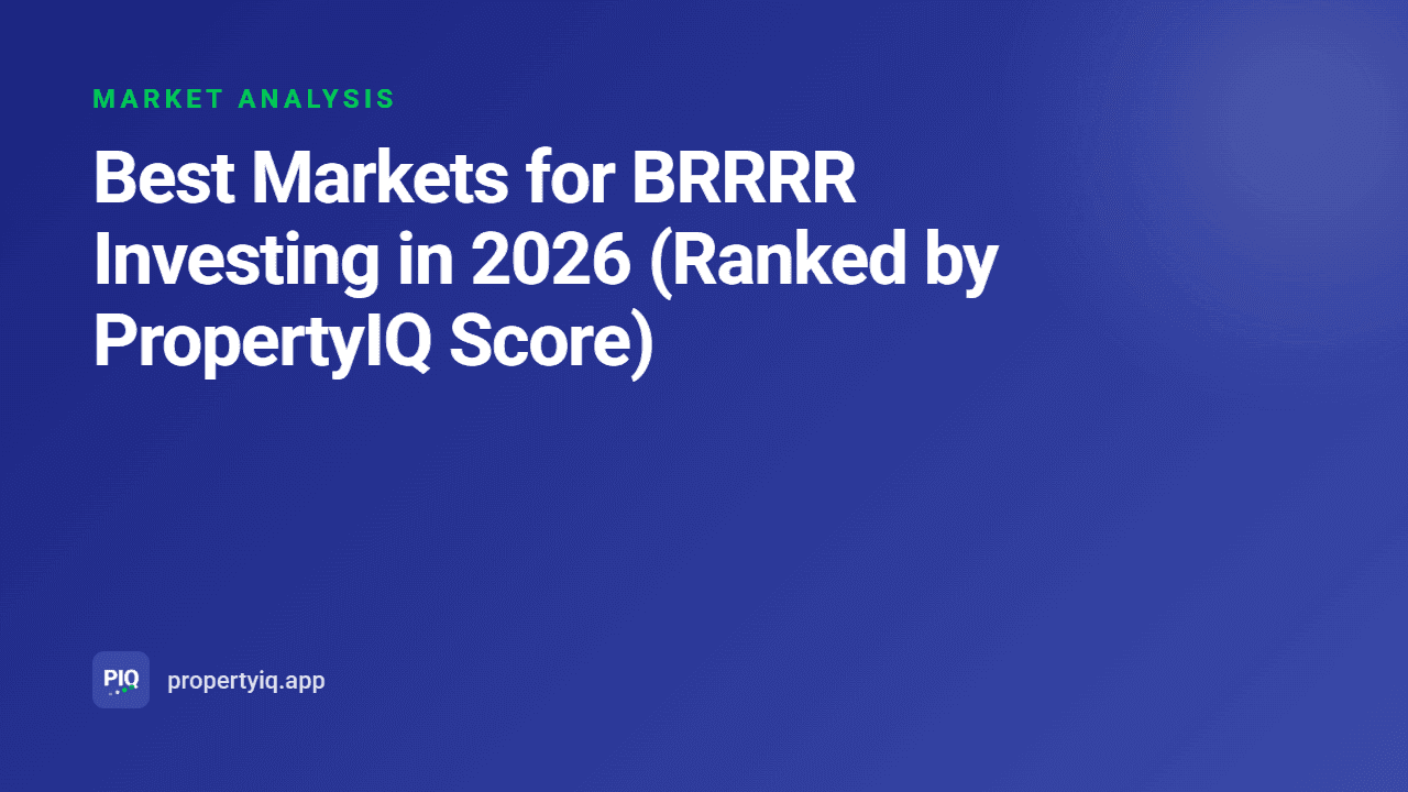 Best Markets for BRRRR Investing in 2026 (Ranked by PropertyIQ Score)