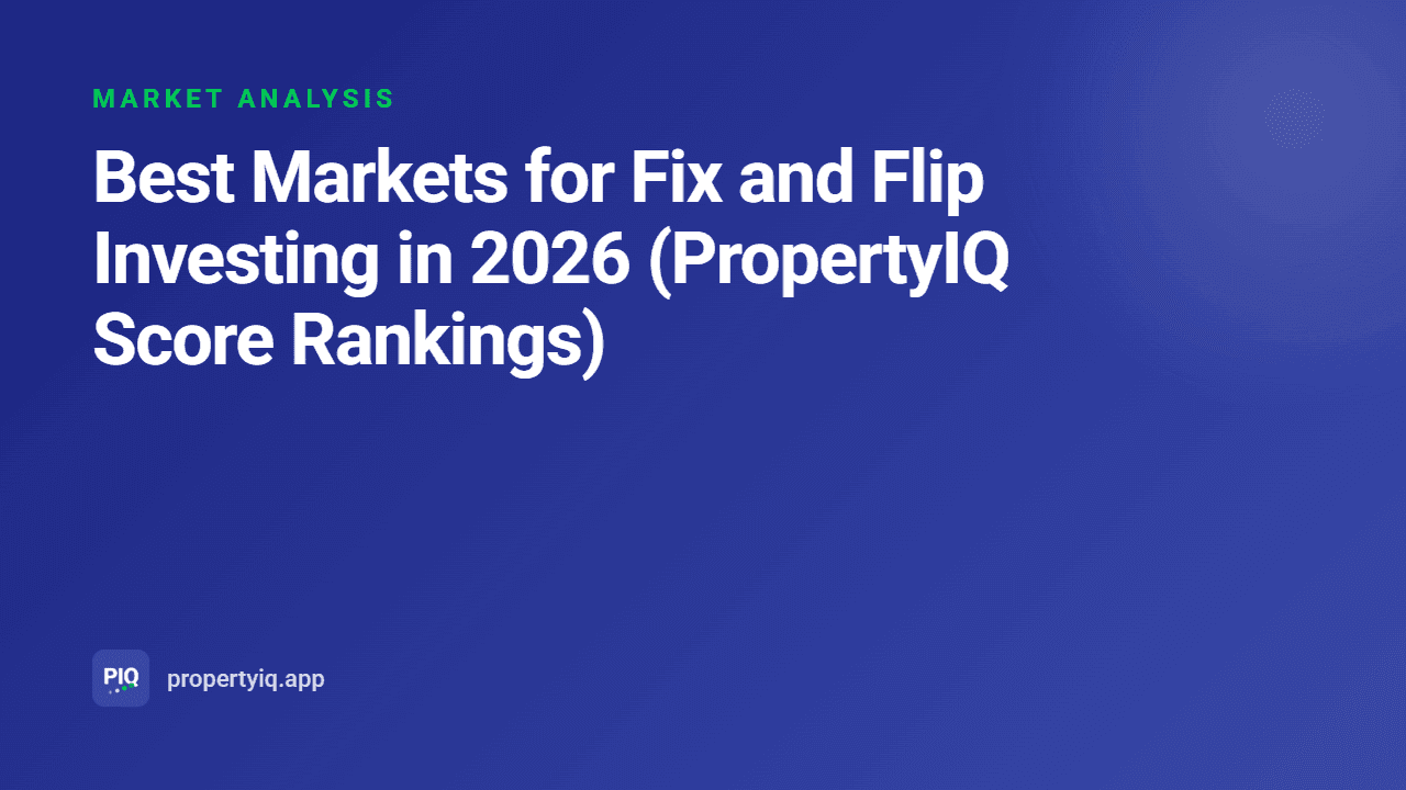 Best Markets for Fix and Flip Investing in 2026 (PropertyIQ Score Rankings)
