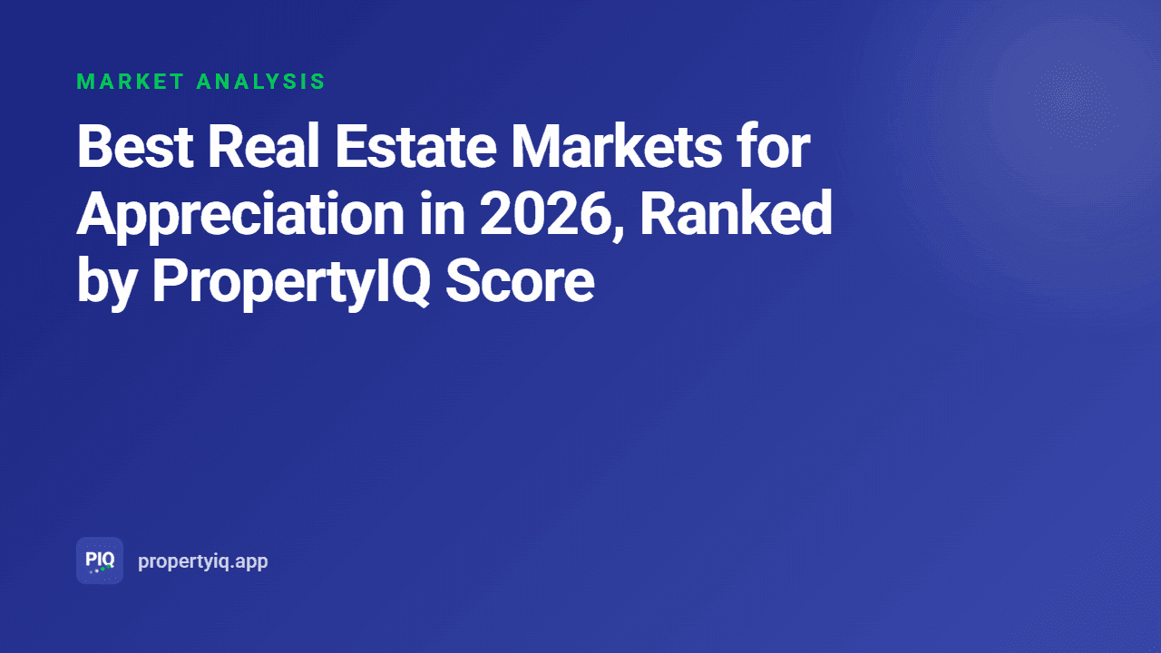 Best Real Estate Markets for Appreciation in 2026, Ranked by PropertyIQ Score
