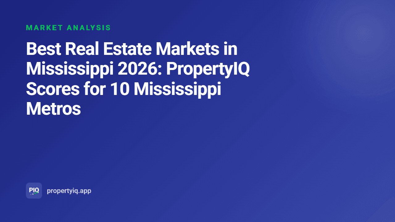 Best Real Estate Markets in Mississippi 2026: PropertyIQ Scores for 10 Mississippi Metros