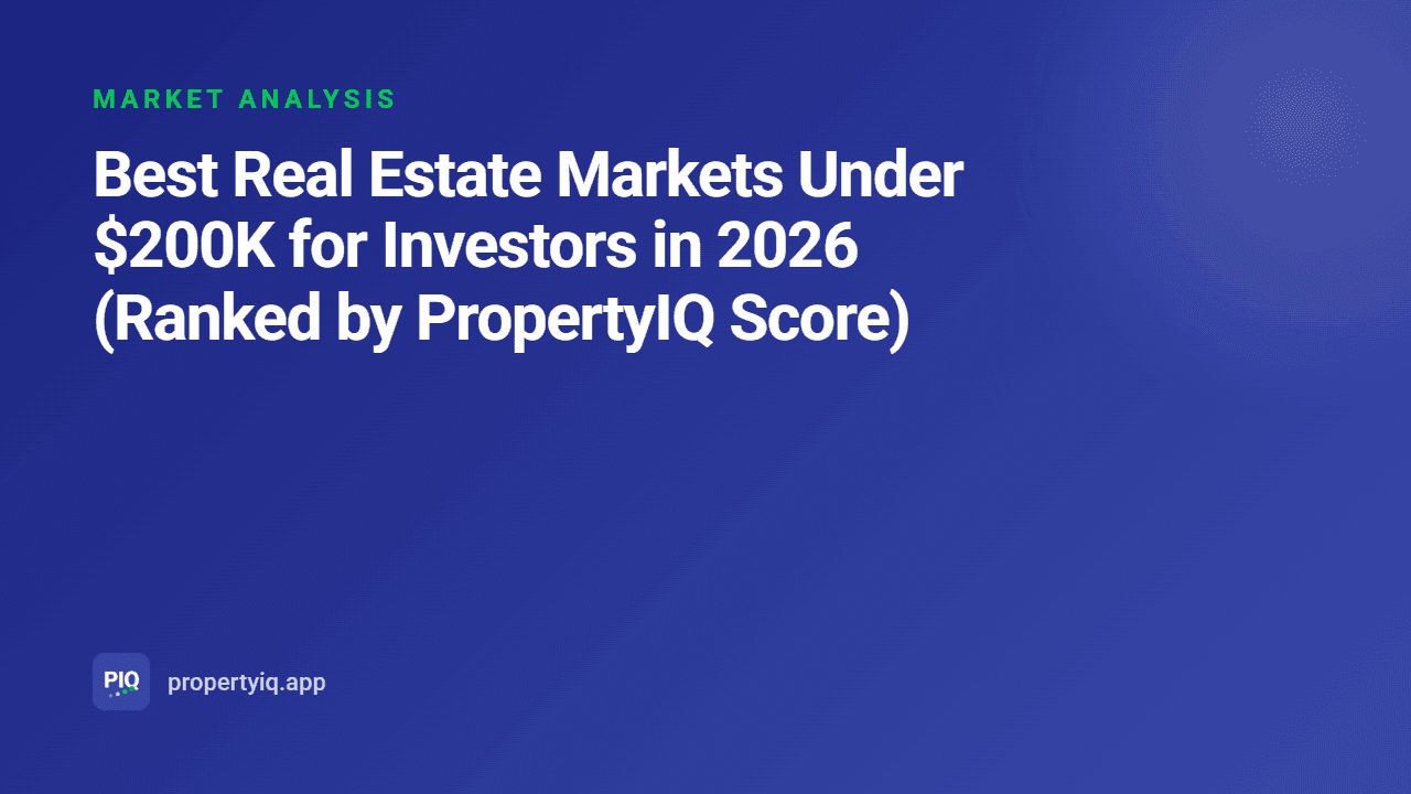 Best Real Estate Markets Under $200K for Investors in 2026 (Ranked by PropertyIQ Score)