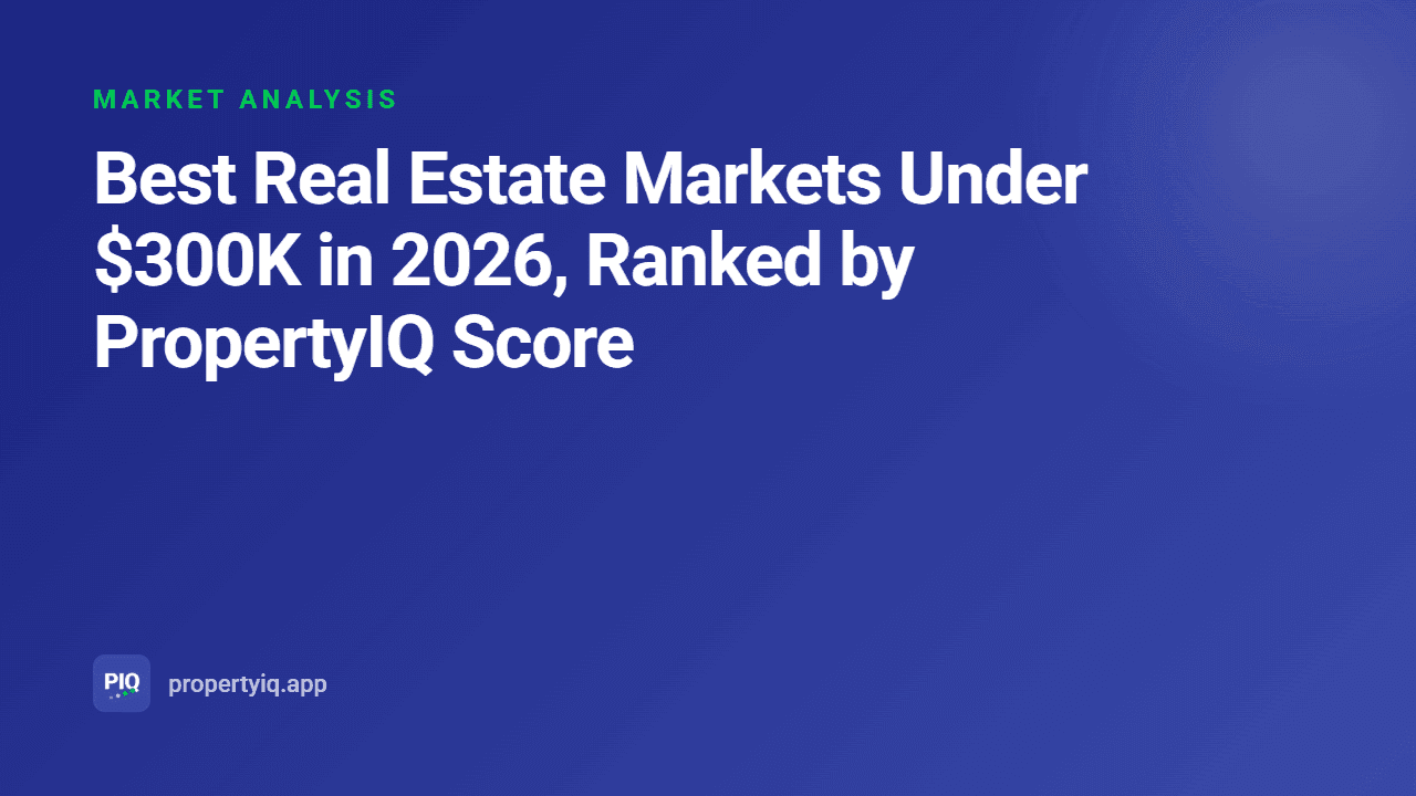 Best Real Estate Markets Under $300K in 2026, Ranked by PropertyIQ Score