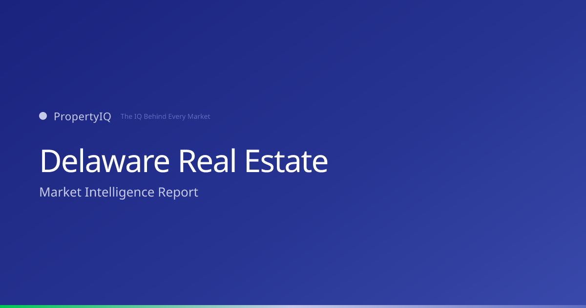 Delaware real estate market overview from PropertyIQ — compare PropertyIQ demand scores, home prices, and rental trends across every metro and county in Delaware.