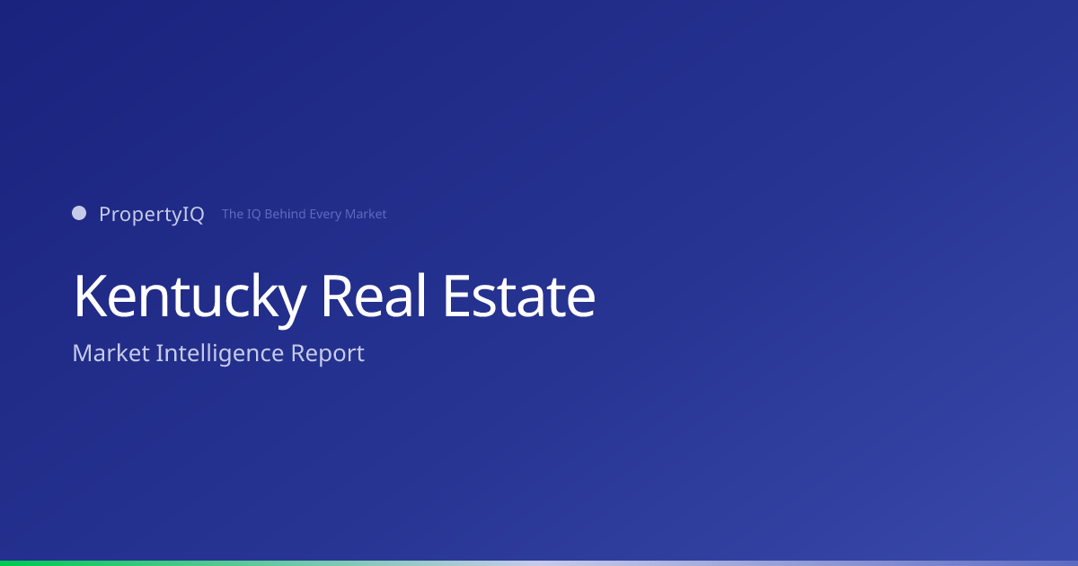 Kentucky real estate market overview from PropertyIQ — compare PropertyIQ demand scores, home prices, and rental trends across every metro and county in Kentucky.