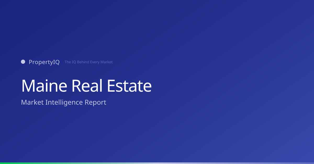 Maine real estate market overview from PropertyIQ — compare PropertyIQ demand scores, home prices, and rental trends across every metro and county in Maine.