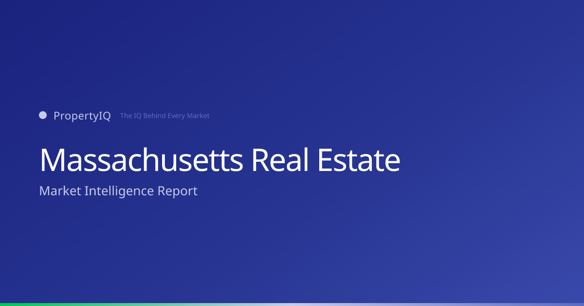 Massachusetts real estate market overview from PropertyIQ — compare PropertyIQ demand scores, home prices, and rental trends across every metro and county in Massachusetts.