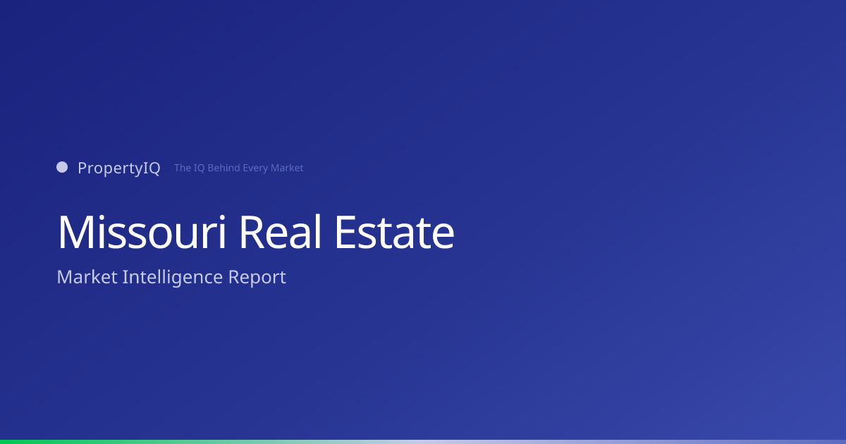 Missouri real estate market overview from PropertyIQ — compare PropertyIQ demand scores, home prices, and rental trends across every metro and county in Missouri.