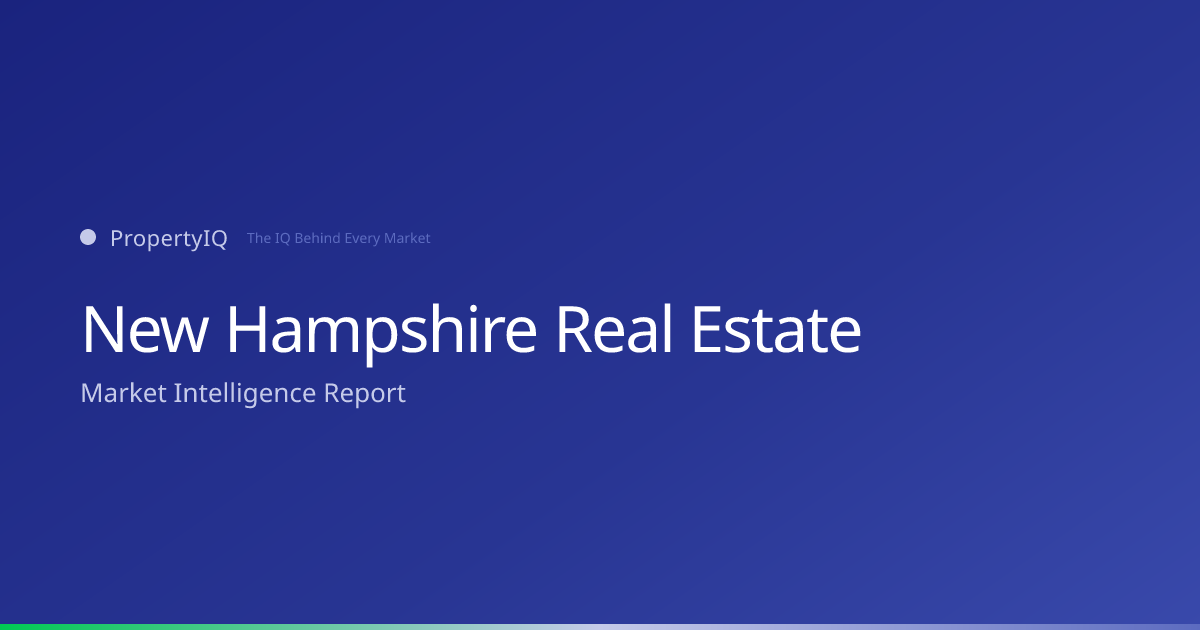 New Hampshire real estate market overview from PropertyIQ — compare PropertyIQ demand scores, home prices, and rental trends across every metro and county in New Hampshire.