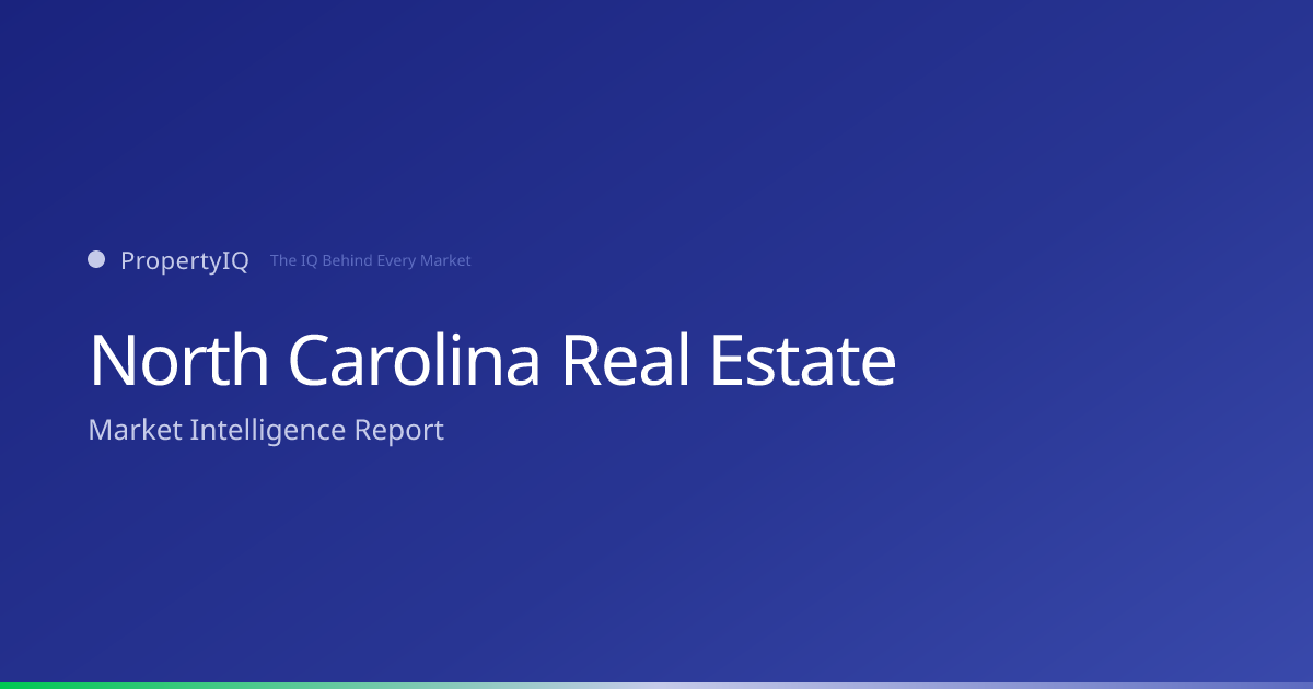 North Carolina real estate market overview from PropertyIQ — compare PropertyIQ demand scores, home prices, and rental trends across every metro and county in North Carolina.