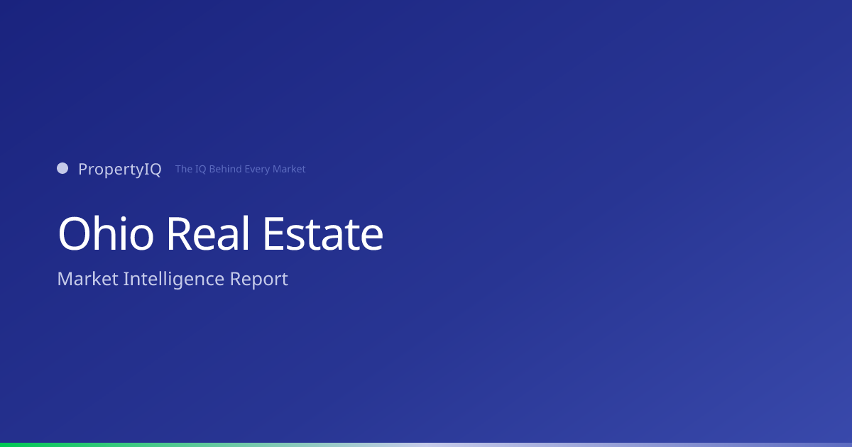 Ohio real estate market overview from PropertyIQ — compare PropertyIQ demand scores, home prices, and rental trends across every metro and county in Ohio.