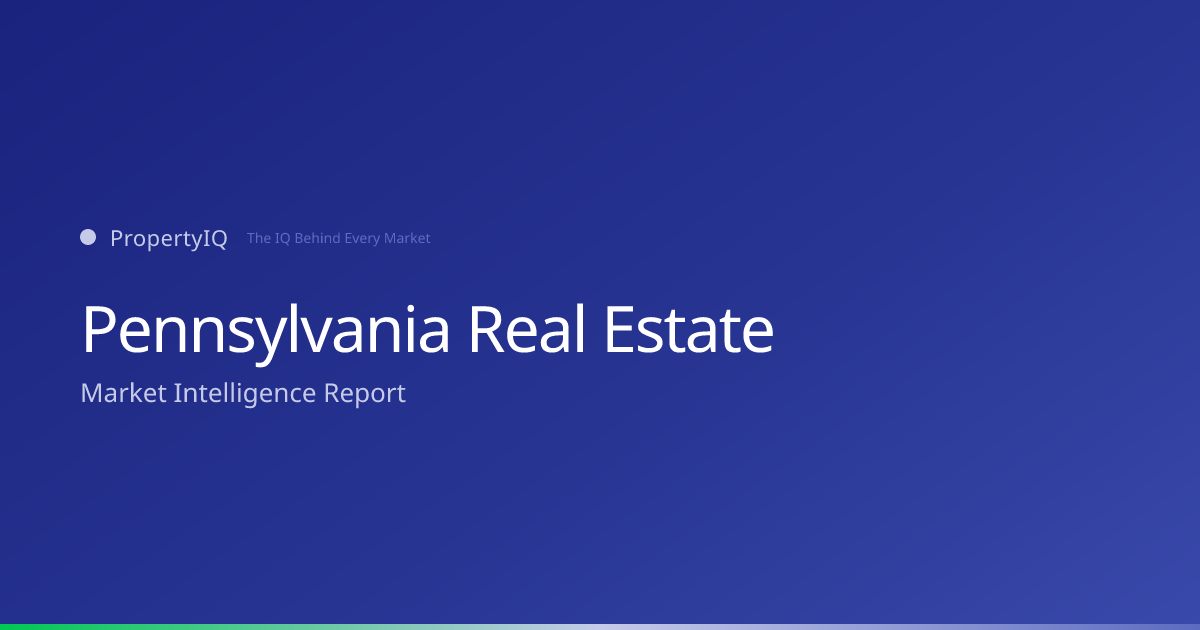 Pennsylvania real estate market overview from PropertyIQ — compare PropertyIQ demand scores, home prices, and rental trends across every metro and county in Pennsylvania.
