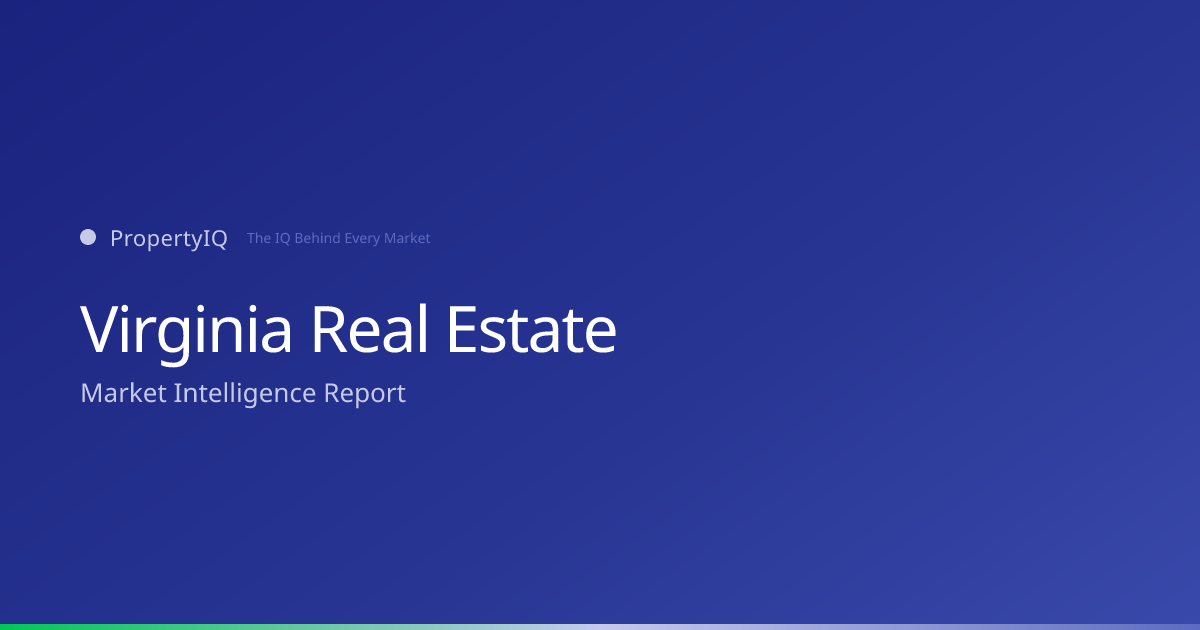 Virginia real estate market overview from PropertyIQ — compare PropertyIQ demand scores, home prices, and rental trends across every metro and county in Virginia.